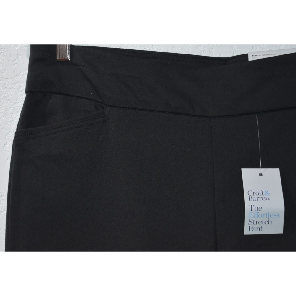 Croft Barrow Effortless Stretch Pants BLACK Pull-On Pockets Size 14 New w/tags - Picture 12 of 16